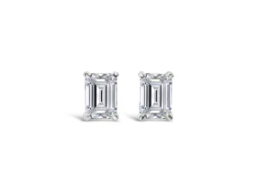 Precision 9CT White Gold Emerald Cut Cubic Zirconia Earrings