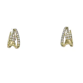 "Lady" Double Row CZ Huggie Earrings