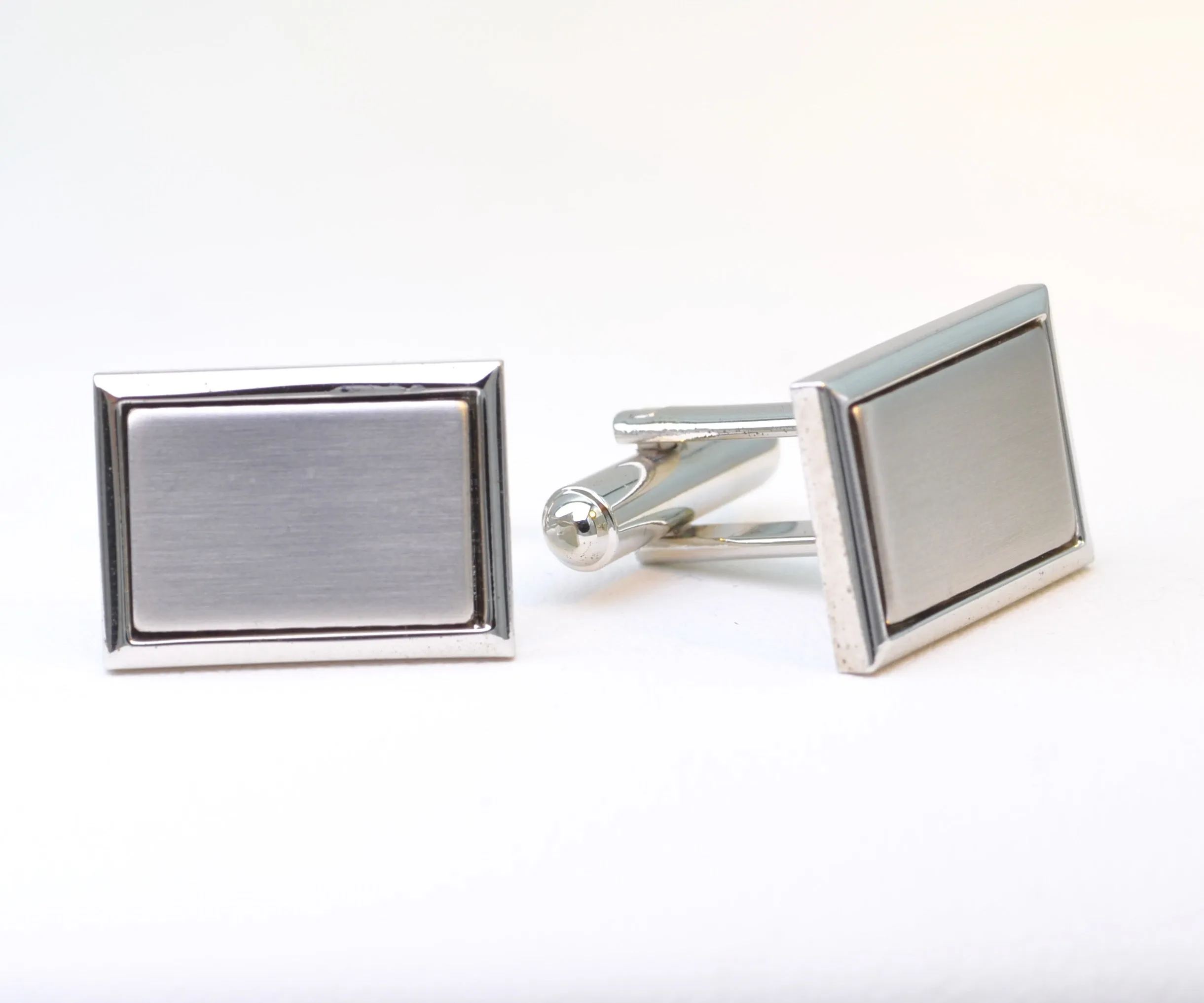 Rectangular Stainless Steel Cufflinks with Satin Finish