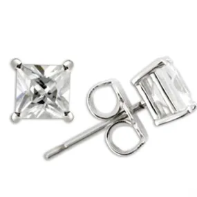 Rhodium 925 Sterling Silver Earrings with AAA Grade CZ in Clear for Women Clear Stone Color Style 0W159