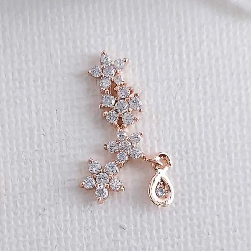 Rose Gold Crawler Earrings with a Tiny Drop-Peyton