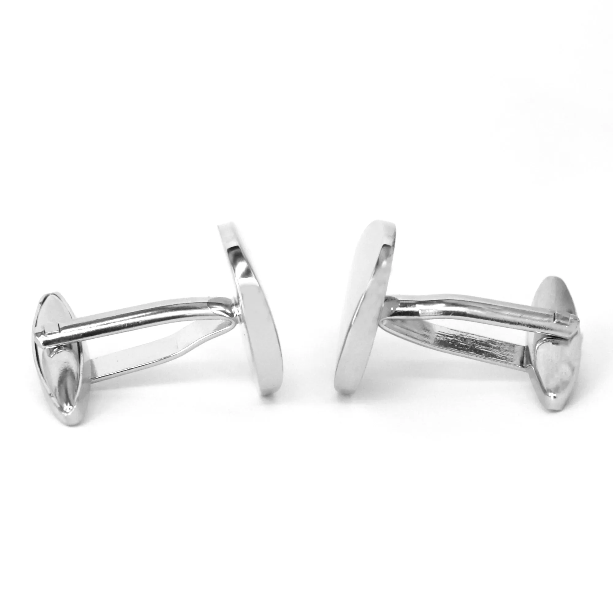 Round Stainless Steel mirror finish Silver Cufflinks