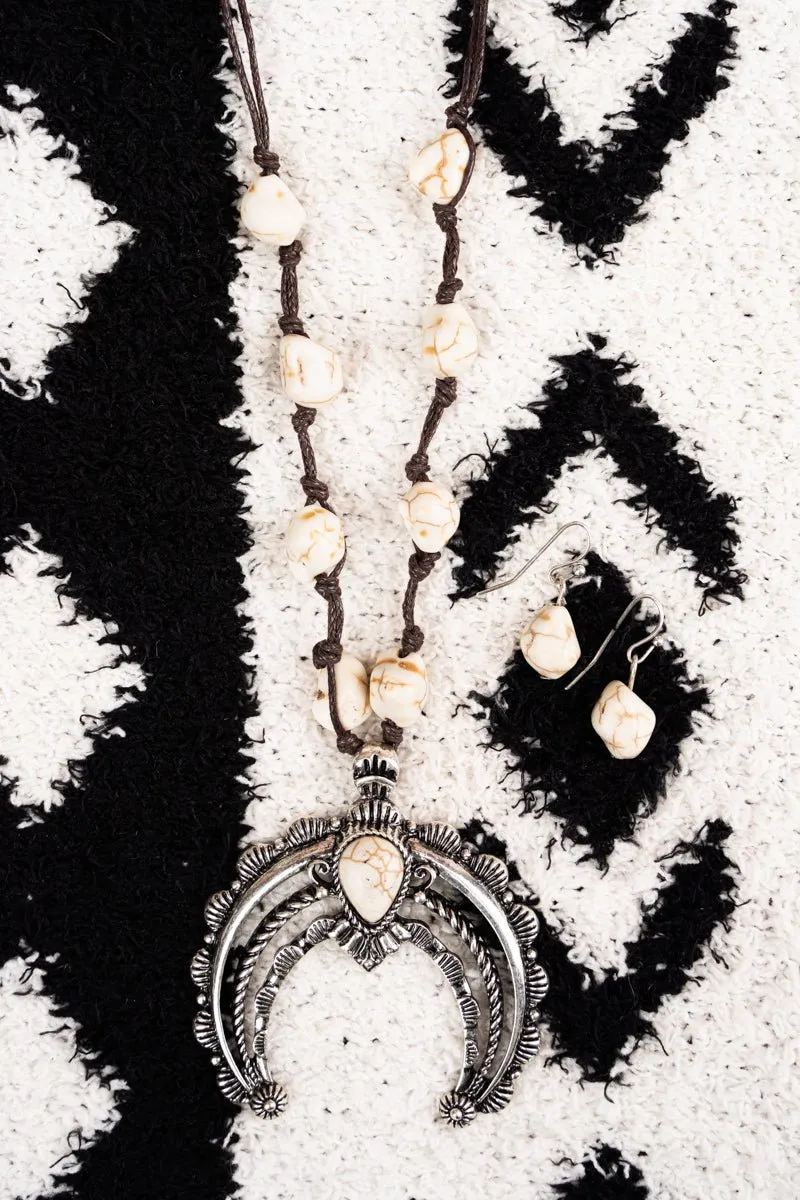 SALE! Ridgeland Naja Howlite Cord Necklace and Earring Set