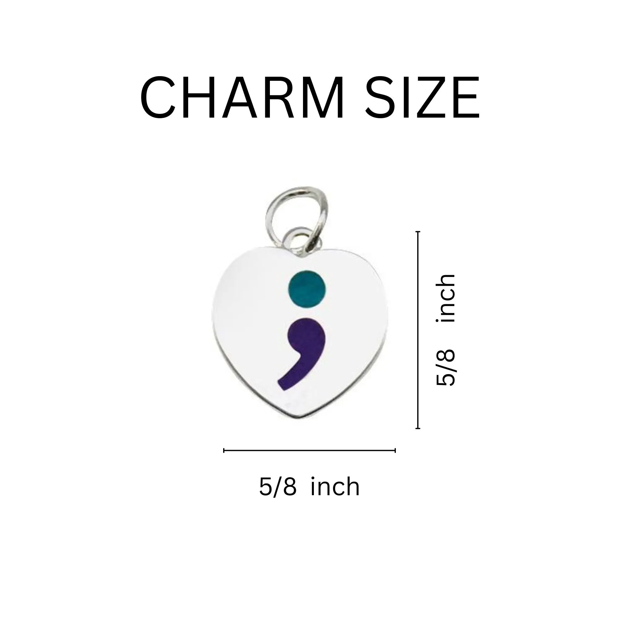 Semicolon Suicide Prevention Awareness Chunky Charm Bracelets