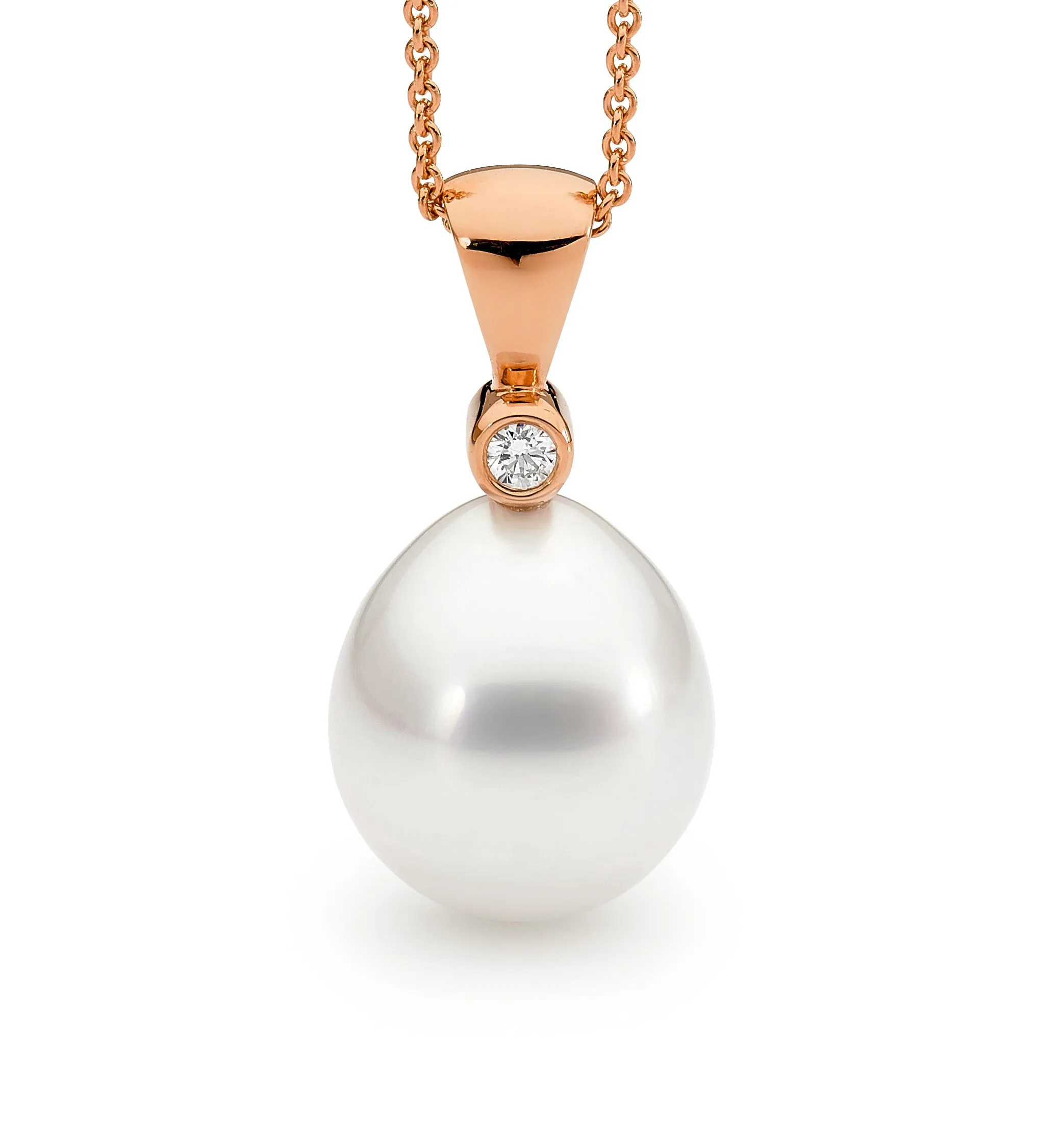 Signature V Shaped Diamond and Pearl Pendant