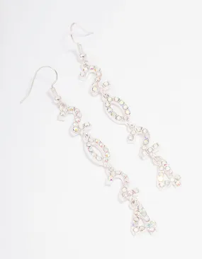 Silver 2024 New Year Long Drop Earrings