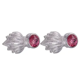 Silver & Pink Feather Gem Cufflinks