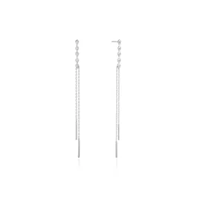 Silver Spike Double Drop Earrings