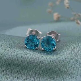 Silver Topaz Bold Stud Earrings