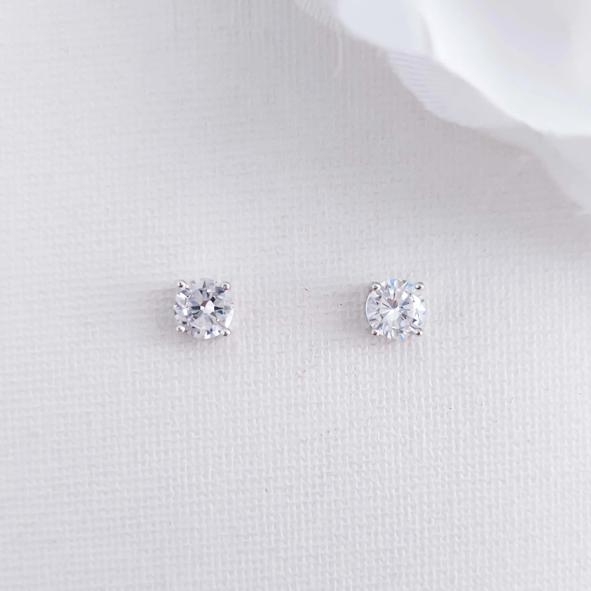 Simple Round CZ Stud Earrings-Liv