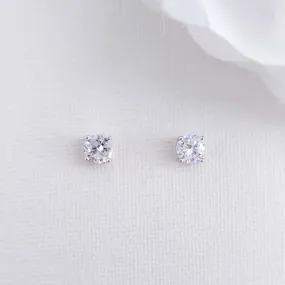 Simple Round CZ Stud Earrings-Liv