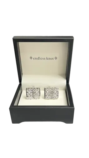 Sliver and clear diamond stones men's cufflinks