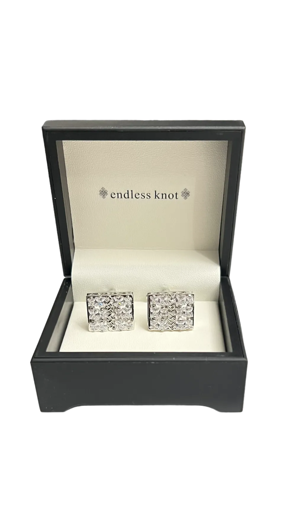 Sliver and clear diamond stones men's cufflinks