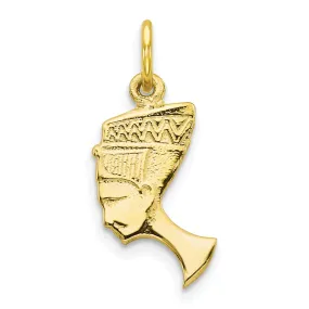 Solid 10k Yellow Gold Bust Of Nefertiti Pendant