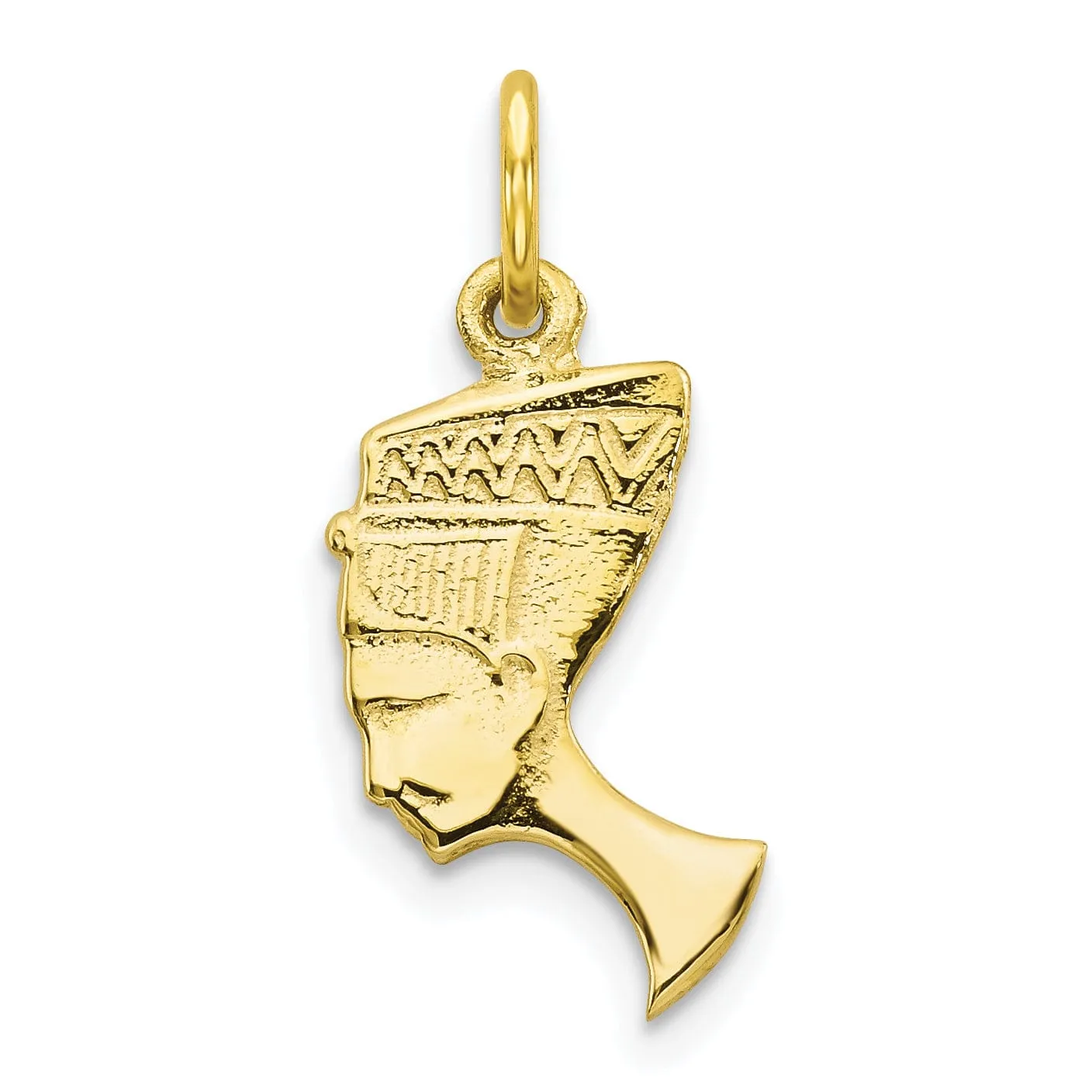 Solid 10k Yellow Gold Bust Of Nefertiti Pendant