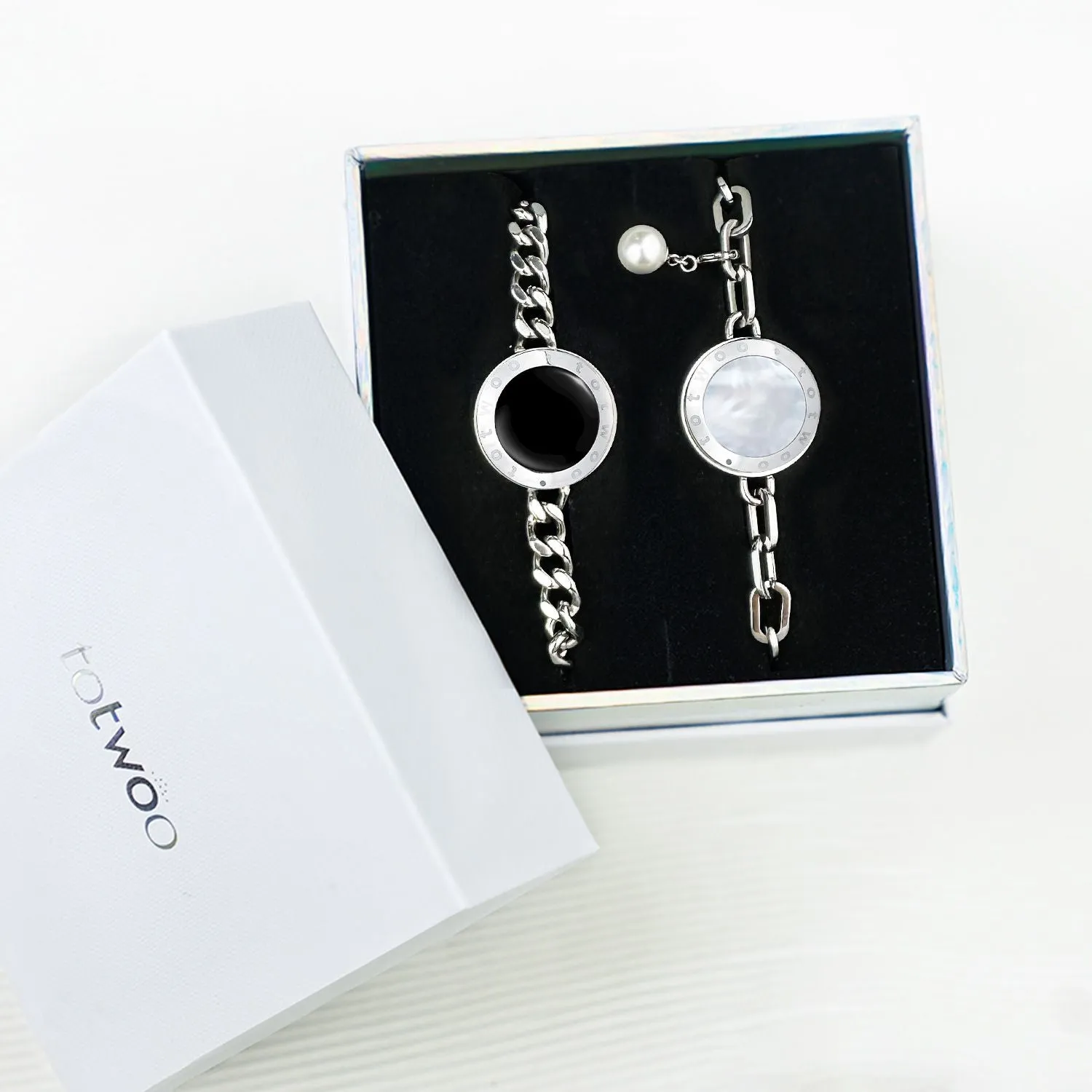 Soulmate 2.0 Touch Bracelets(Silver Cuban Chain Silver Figaro Chain)