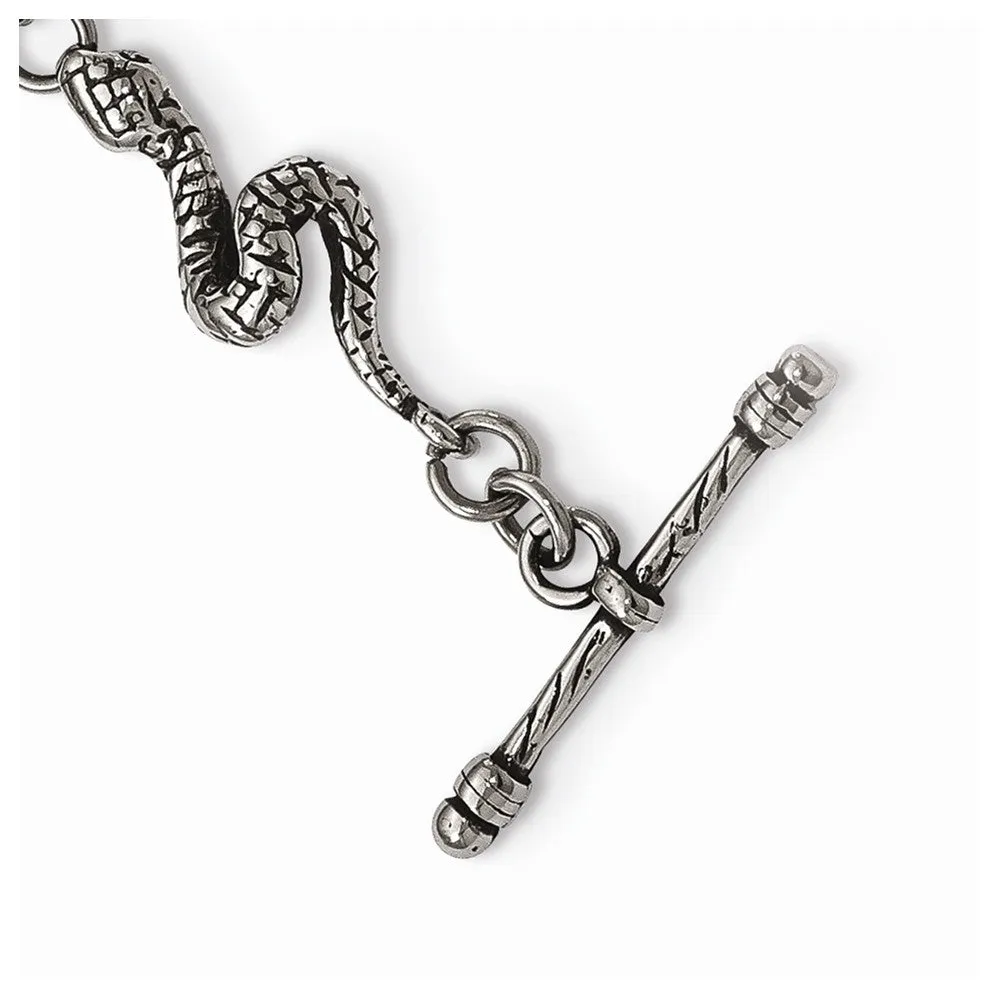 Stainless Steel Antiqued and Polished Snake 7.25in Bracelet