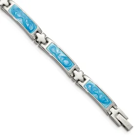 Stainless Steel Blue Enamel 7.25in Bracelet