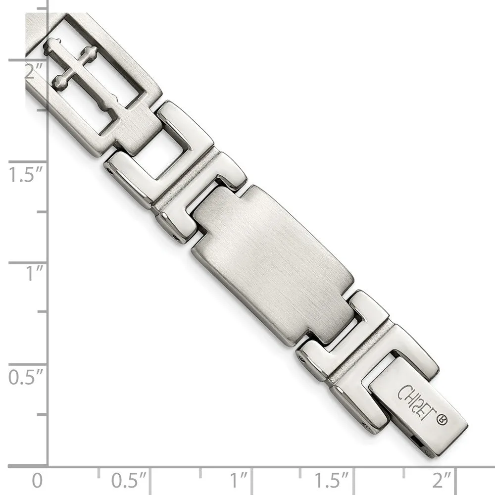 Stainless Steel Cross 8.25in Bracelet