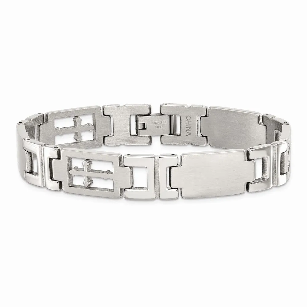 Stainless Steel Cross 8.25in Bracelet