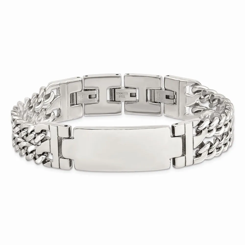 Stainless Steel Polished Adjustable 7.75 with 1/2 inch ext. ID Bracelet