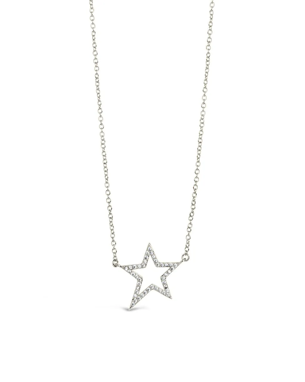 Stationed CZ Star Outline Necklace