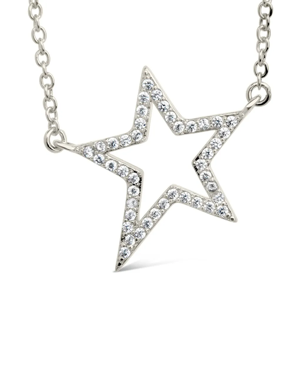 Stationed CZ Star Outline Necklace