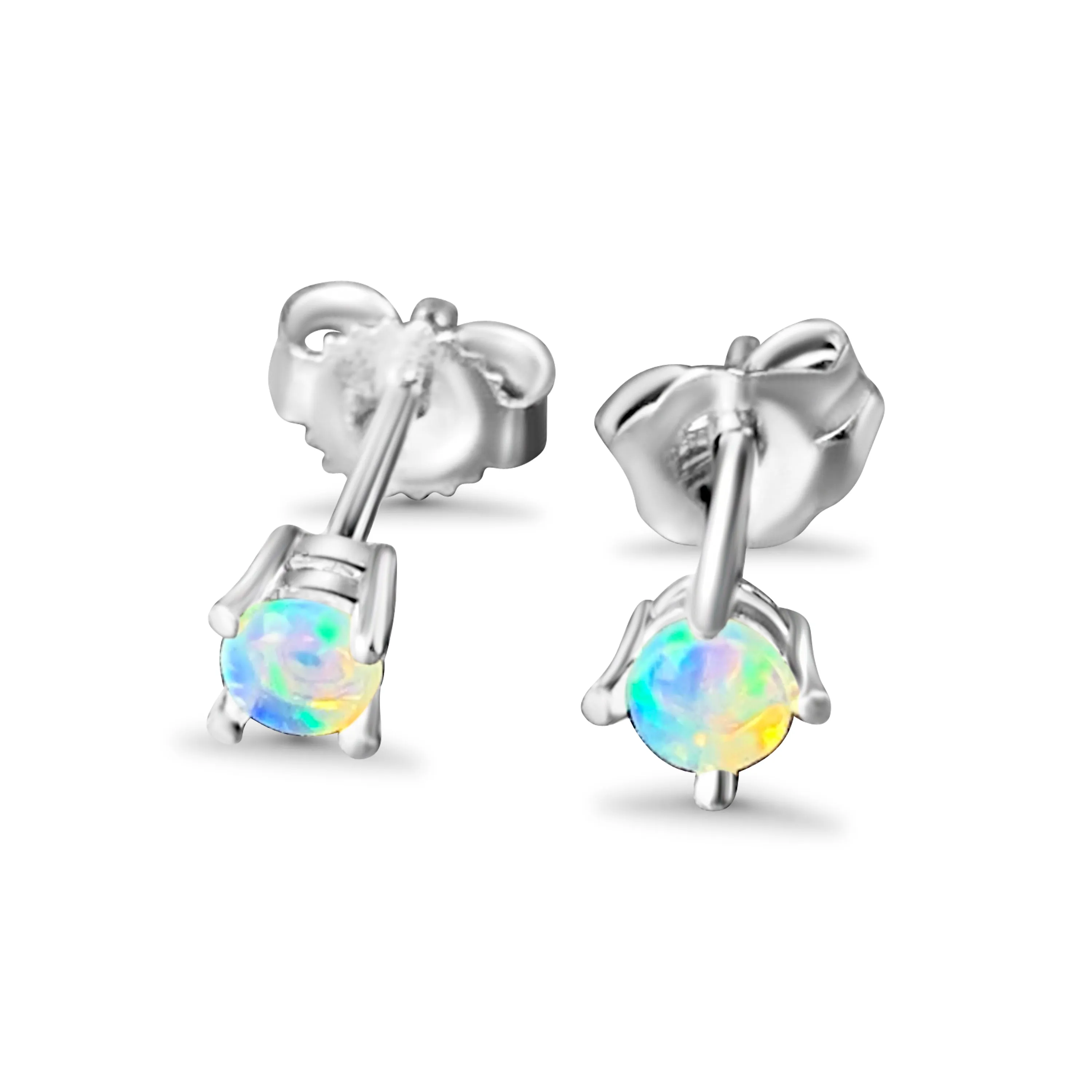 Sterling Silver 3mm 4 claw Crystal Opal studs