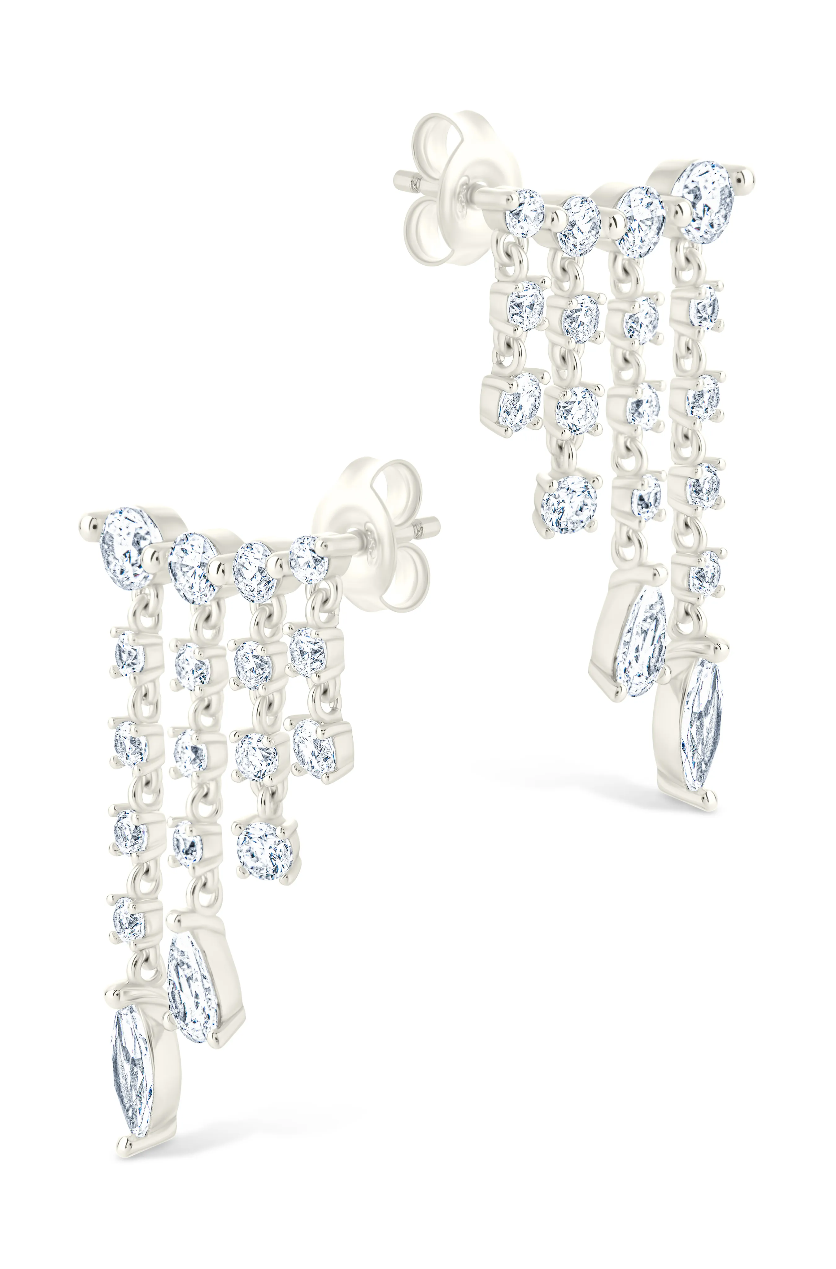 Sterling Silver Adrian CZ Waterfall Statement Studs