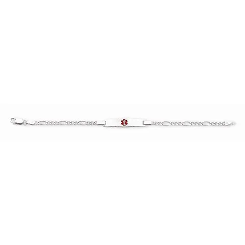 Sterling Silver Childrens Medical Id Bracelet with Figaro , 6 inches, Outstanding Bracelets For Women