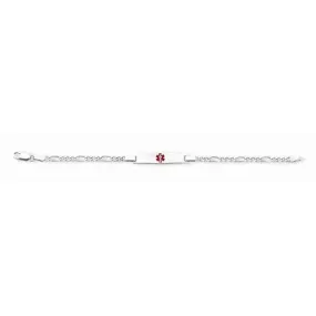 Sterling Silver Childrens Medical Id Bracelet with Figaro , 6 inches, Outstanding Bracelets For Women