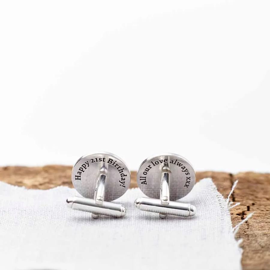 Sterling Silver Cufflinks With Personalised Stag Crest