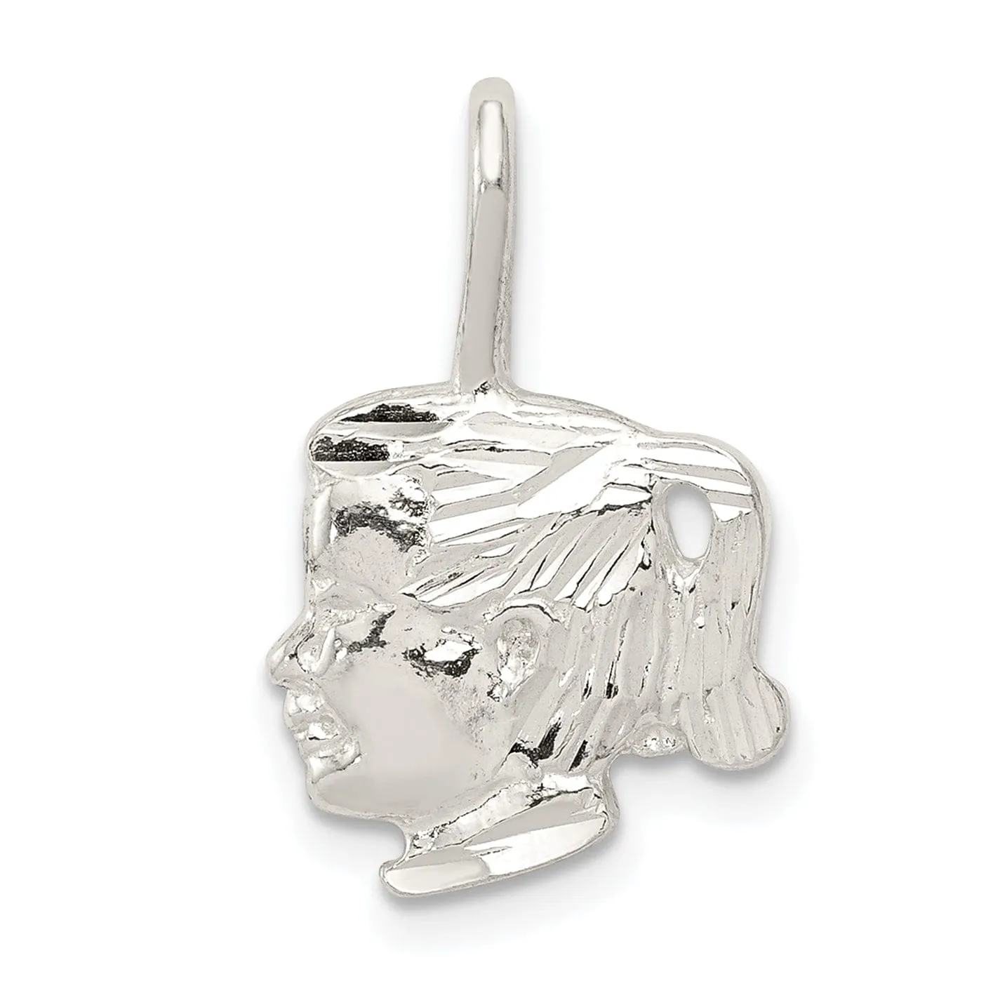 Sterling Silver Polished Satin Girl Head Charm