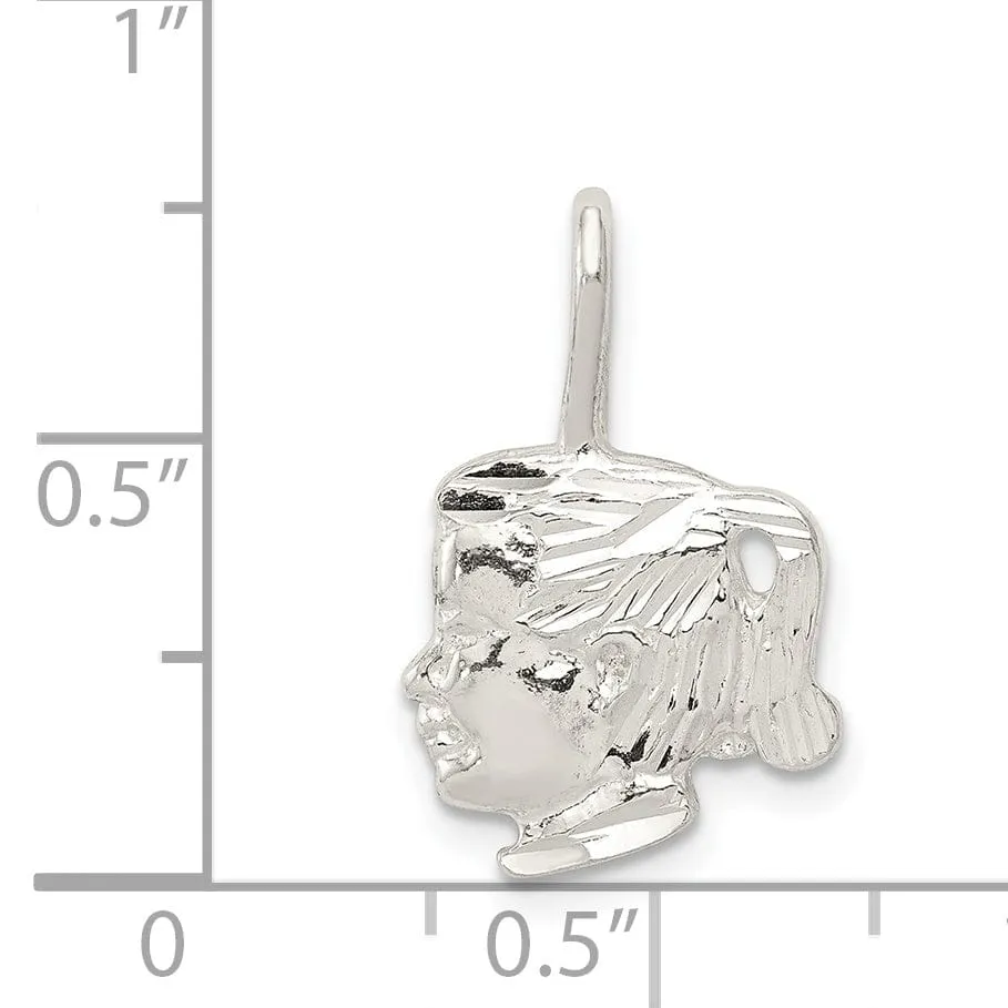 Sterling Silver Polished Satin Girl Head Charm