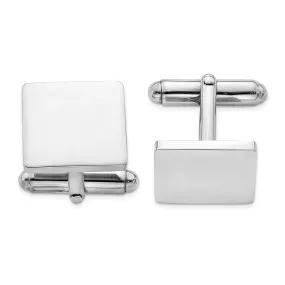 Sterling Silver Rhodium Plated Square Cuff Links