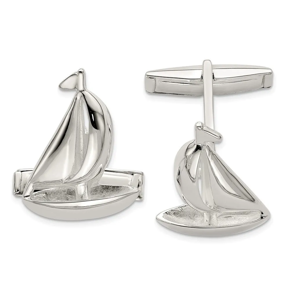 Sterling Silver Sail Boat Cuff Links