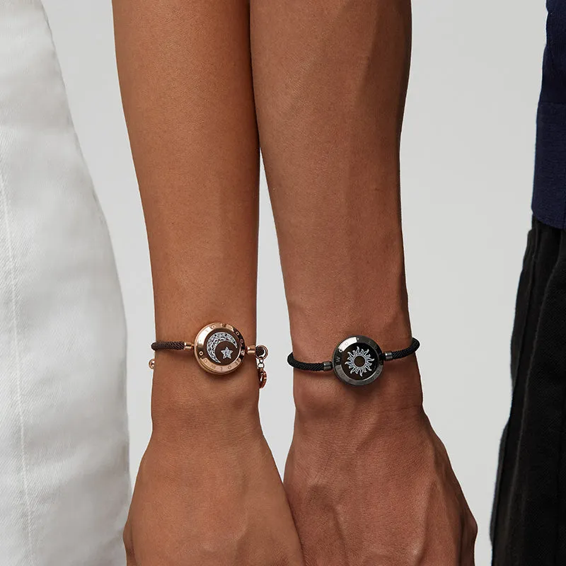 Sun&Moon Touch Bracelets with Milan Rope (Black Brown)