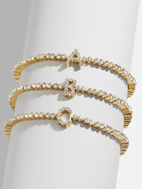 Tennis Initial Bracelet - Gold/Pavé