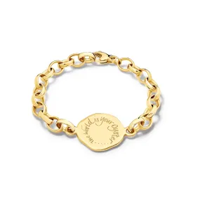 The World Is Your Oyster Quote Bracelet Yellow Gold