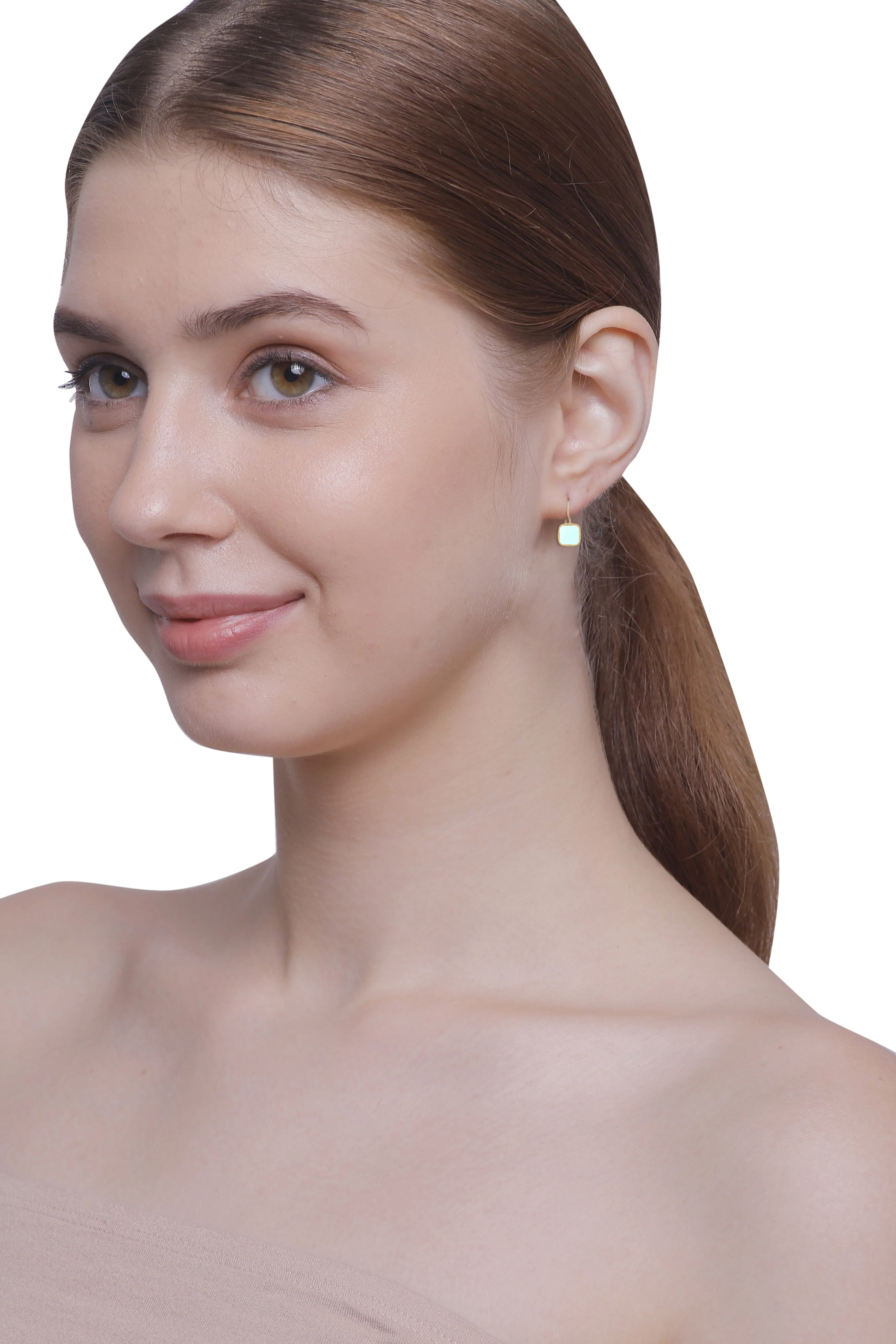 Vama | Inaya Earrings | Metal-Sterling Silver | Stone-Aqua Chalcedony | Finish-Shiny