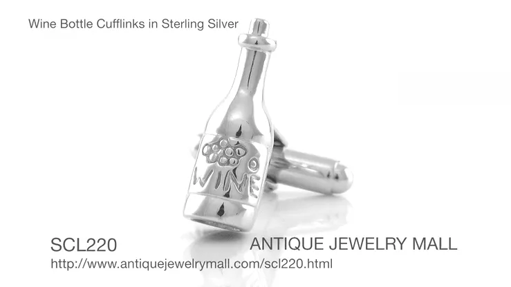 Wine Bottle Cufflinks in Sterling Silver