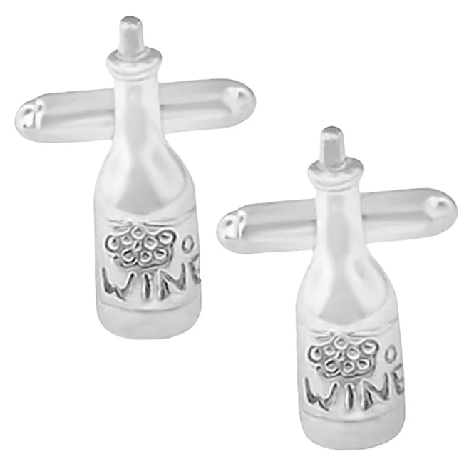 Wine Bottle Cufflinks in Sterling Silver